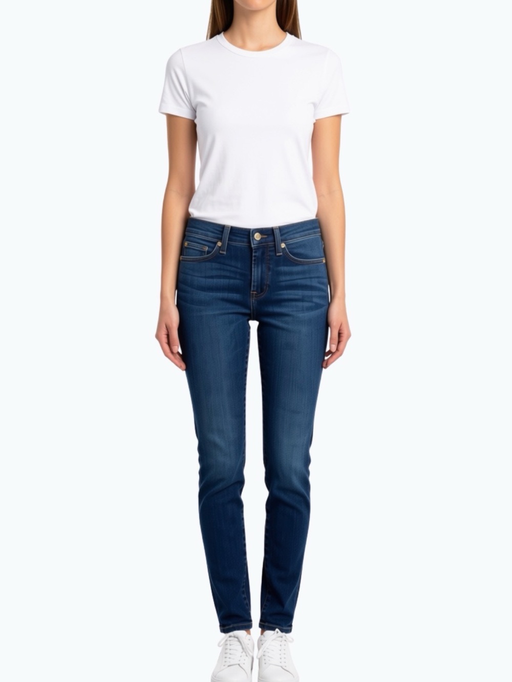 7 For All Mankind Women's Skinny Jeans - Dark Blue Wash - Picture 3 of 7